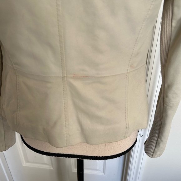 Vince 100% Goat Leather Ribbed Collar Asymmetrical Moto Biker Jacket - Picture 9 of 16